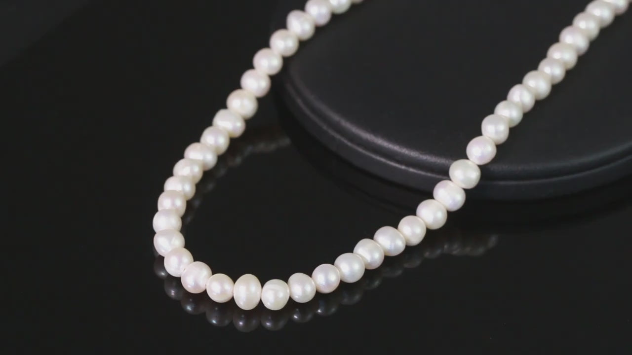  Baroy Style 925 Sterling Silver Pearl Necklace 